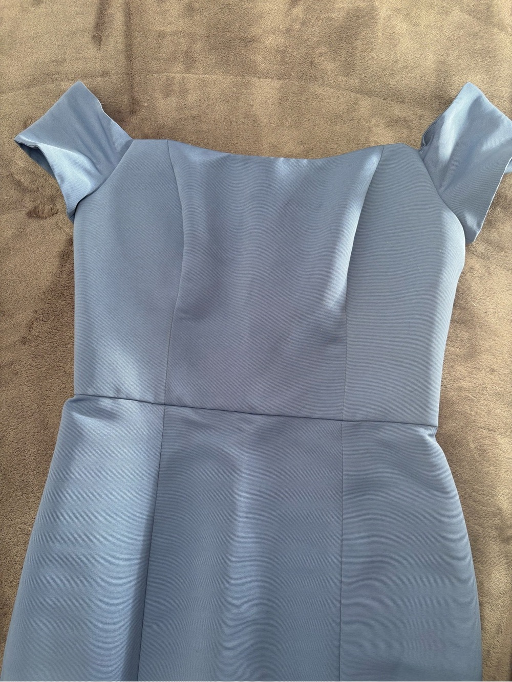Amsale Steel Blue One-Shoulder Satin Gown